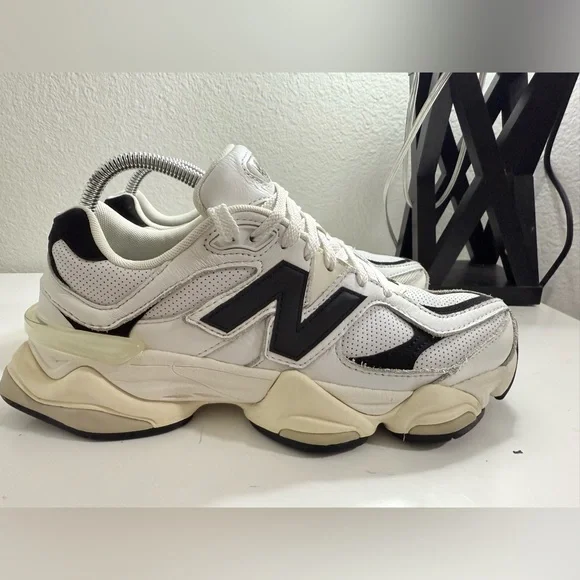 New Balance 9060White and Black Athletic Shoes - Picture 3 of 9